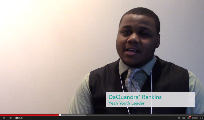 YEAH Youth Leader DaQuandra' Rankins speaks in a video