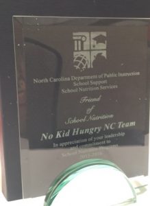 NC Department of Public Instruction award for No Kid Hungry NC