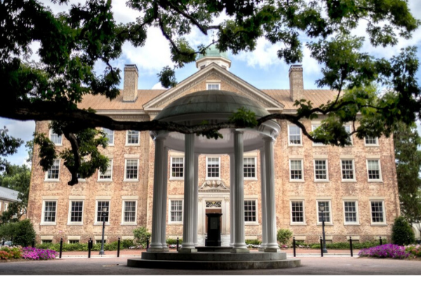 photo of the old well at UNC in the summer